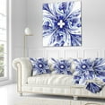 thumbnail image 3 of Designart Symmetrical Blue White Fractal Flower - Floral Throw Pillow - 18x18, 3 of 5