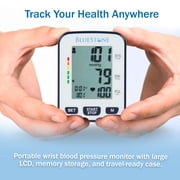 Bluestone Cuff-Style Blood Pressure Monitor - Portable Electronic Tracking Machine for Wrists with LCD Screen, Memory, and Storage Case