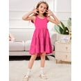 thumbnail image 5 of Arshiner Toddler Girl Summer Dress High Low Twirl Tiered Casual Boho Tie Back Sundress Pink size 5, 5 of 9