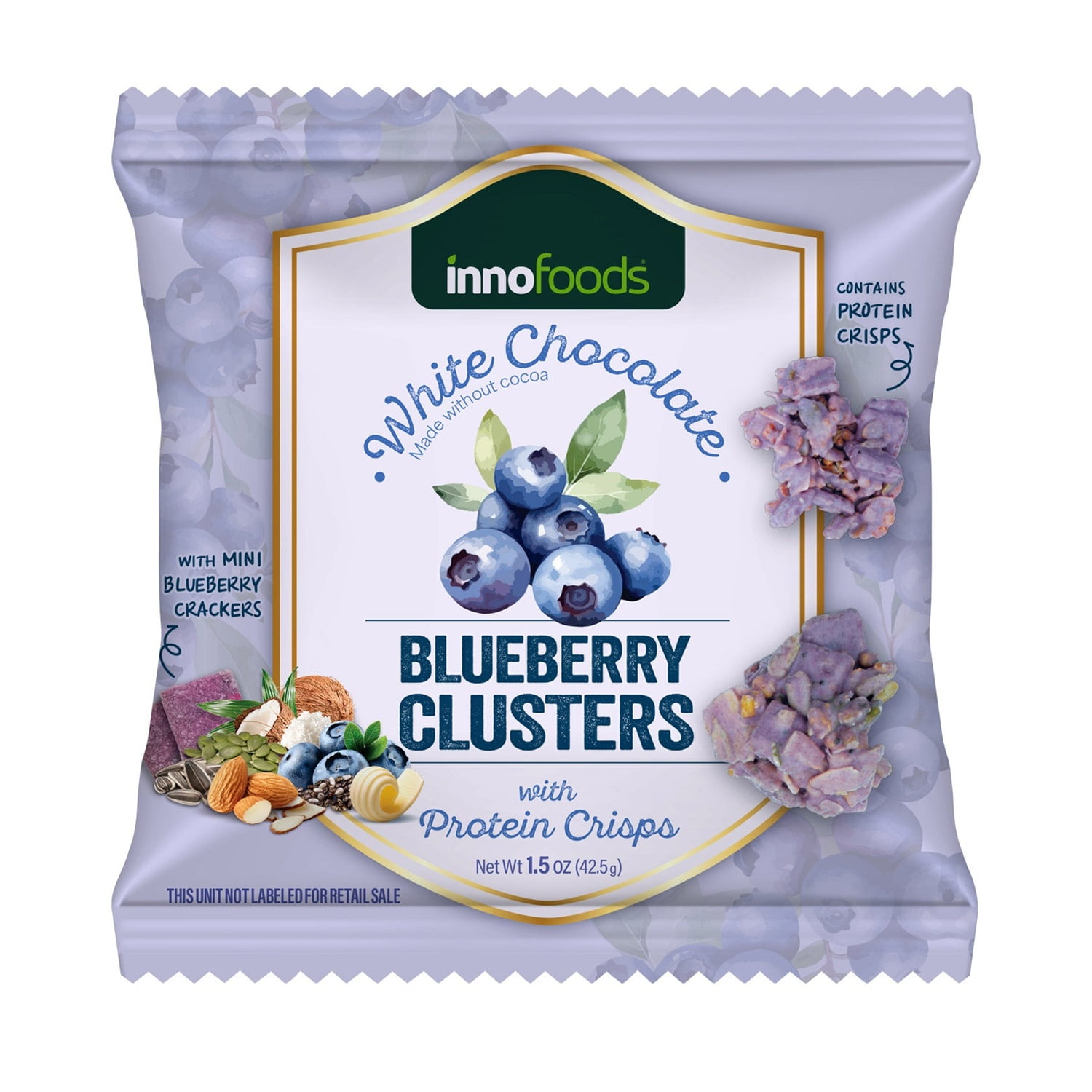 Innofoods White Chocolate Blueberry Clusters, 1.5 Ounce (Pack of 12)