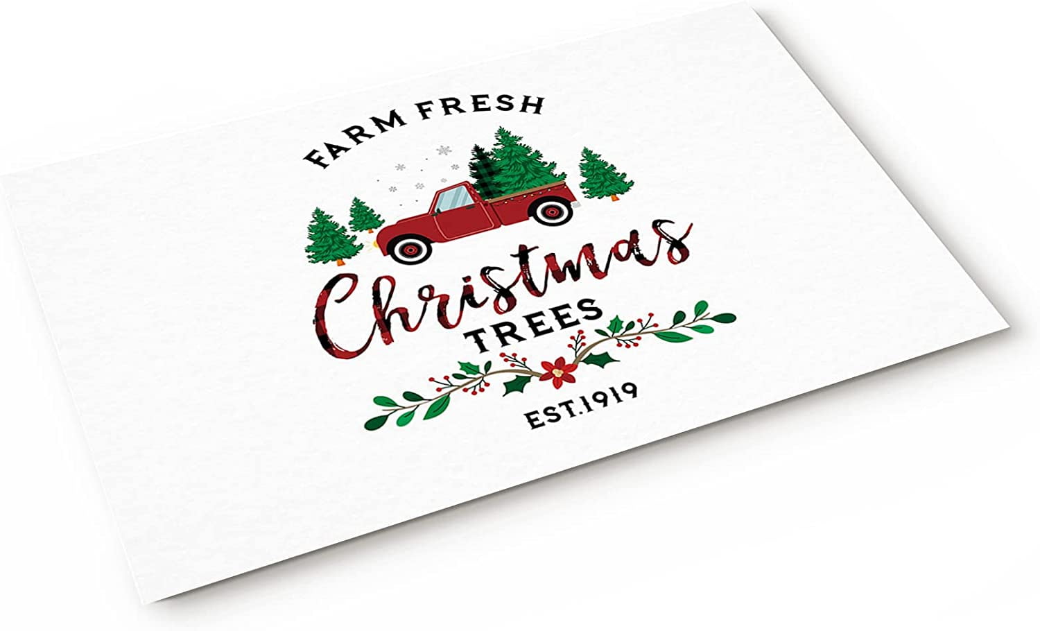 Farm Fresh Christmas Tree with Car and Letters on White Background