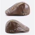 thumbnail image 3 of Boina de cuero PU para hombre, gorro de pico de pato de imitación, gorra Newsboy, gorra de espiga de mediana edad, gorra plana con visera para papá, Otoño e Invierno, 3 of 4