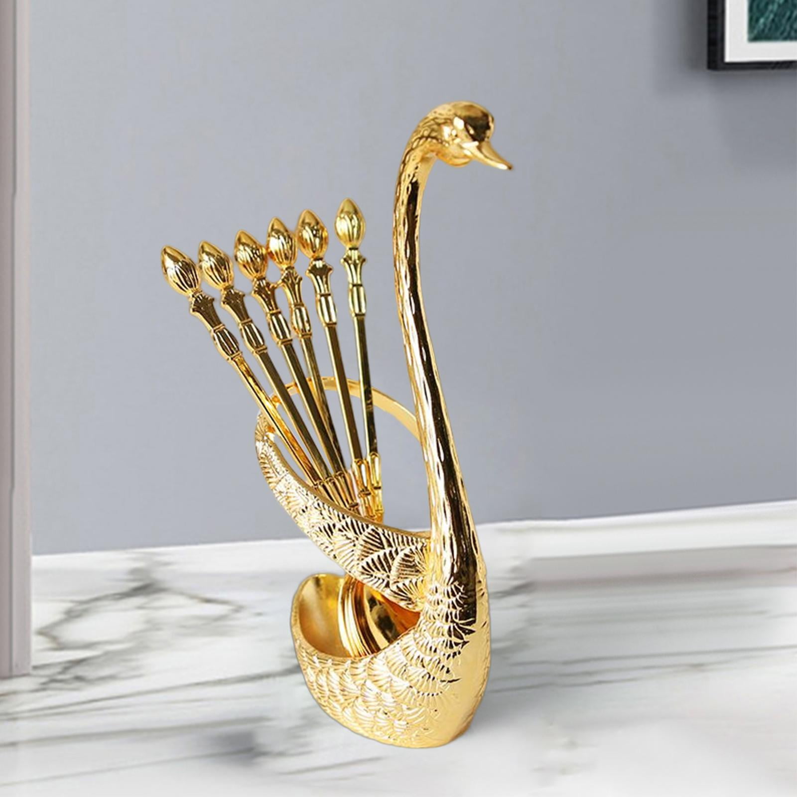 Nishiyuenyi 2Set Metal Coffee Spoon Set with Swan Base Holder Elegant