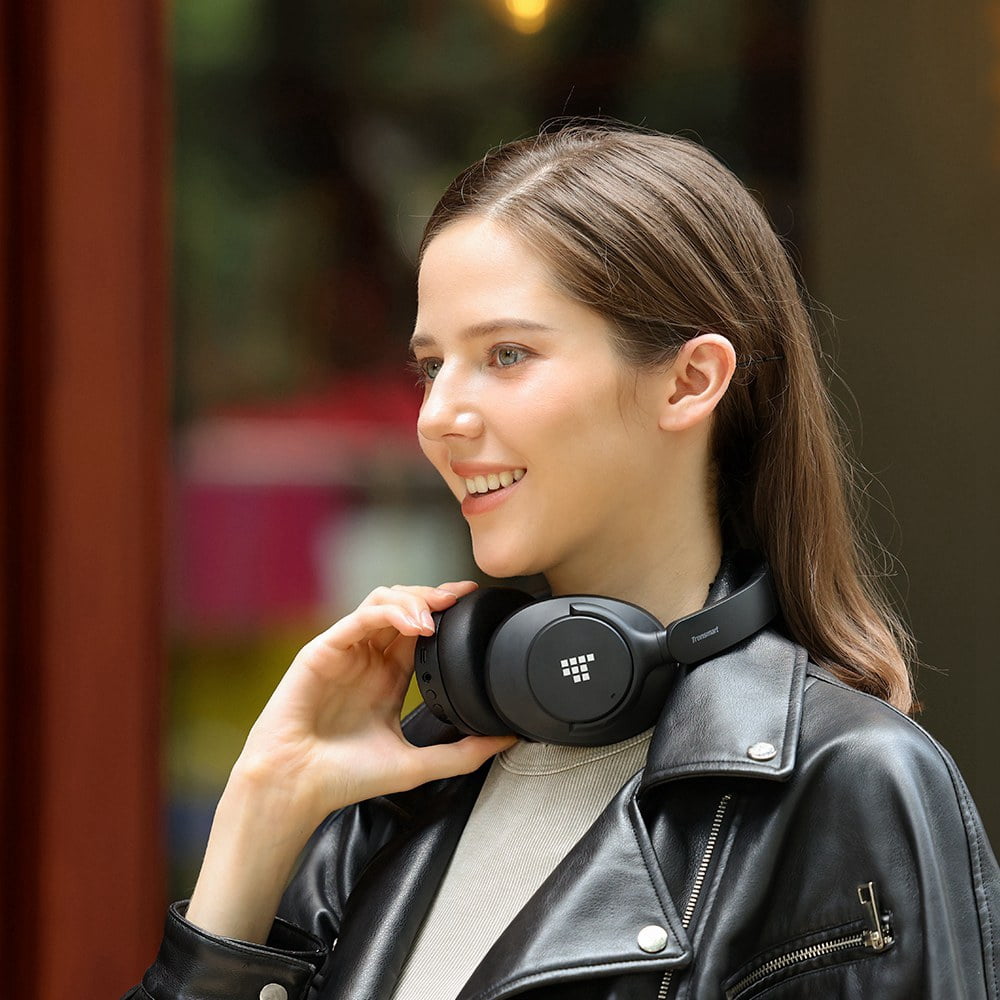 Tronsmart Q20S Hybrid Active Noise Cancelling Headphones, Comfort Wireless Over-Ear Headsets, 60H Playtime, Hi-Res Audio Deep Bass - Black