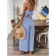 thumbnail image 4 of ZOELNIC Women's Summer Jumpsuit Spaghetti Strap Back Bow Romper, Wide Leg Vacation Outfit, Casual Resort Wear One Piece for Beach & Travel, 2XL, 4 of 8