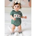 thumbnail image 3 of BemeyourBBs Baby Girl Plaid Romper Round Neck Short Sleeve Bubble Ruffle Jumpsuit, 3 of 9