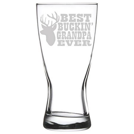 15 oz Beer Pilsner Glass Grandfather Best Buckin Grandpa (Best Glass For Oktoberfest Beer)