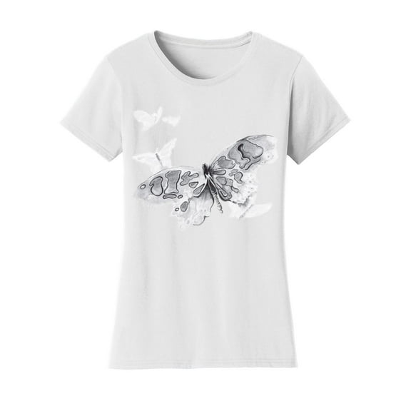 Gravity Trading Womens Colorful Butterfly Solar Changing Short-Sleeve T-Shirt, White Medium
