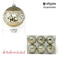 thumbnail image 2 of Allgala 6-PK 3 Inch Luxury Glitter Rich Decoration Christmas Tree Ornament Balls -Champagne Silver-XB93108, 2 of 3