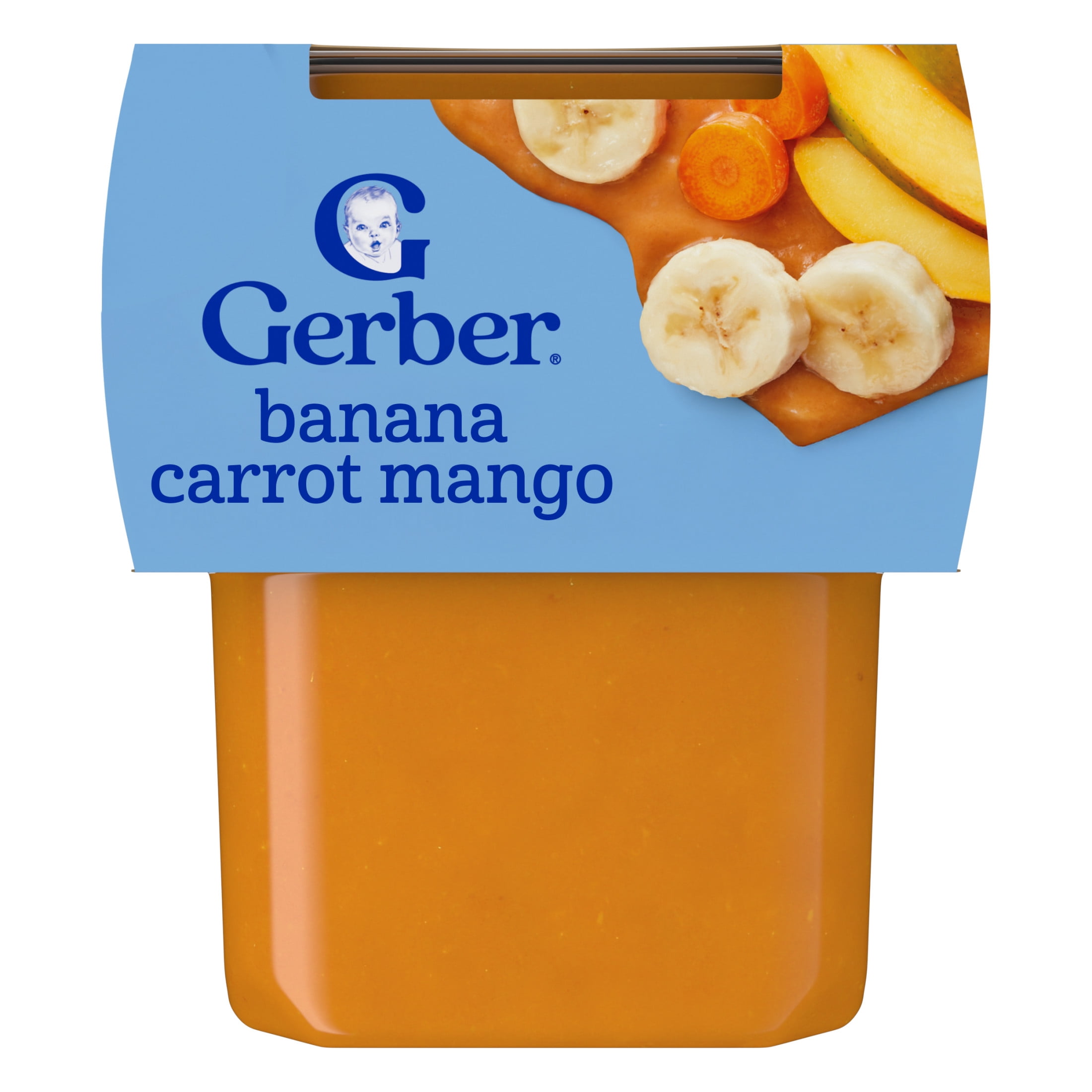 (12 pack) Gerber Stage 2 Baby Food, Banana Carrot Mango Puree Tubs, Baby Puree, 2PK 8 oz