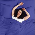 thumbnail image 2 of LUXURIOUS BEDDING Soft 1200 Series Long Staple 4 Piece Egyptian Cotton Bed Sheet Set ( Flat Sheet + Fitted 18'' + 2 Pillow Cases ) Double Brushed Breathable Sheets Royal Blue California Queen, 2 of 4