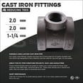 thumbnail image 5 of Supply Giant 2" x 2" x 1-1/4" BLack Pipe Fitting Reducing Tee Cast Iron, 5 of 6