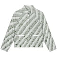 thumbnail image 4 of Jackets for Women Winter Coat Jackets Flannel Stand Collar Jacket(White Fabric Green Stripes Texture,Size:S-4XL), 4 of 7