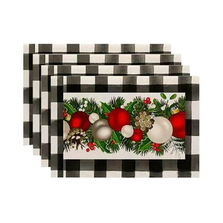 

Christmas Deal 4PCS Christmas Placemat Flax Tablecloth Thermal Mat Kitchen Table Mat