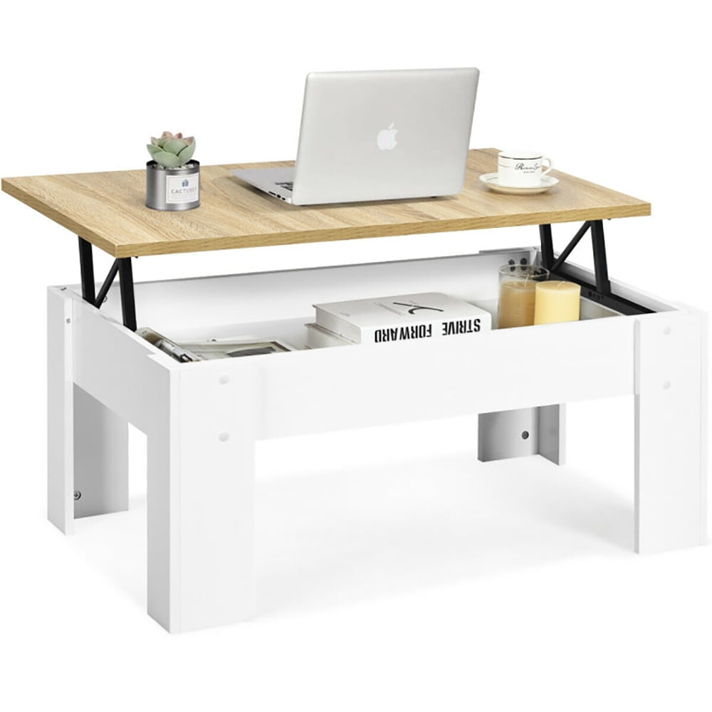 Finihen Coffee Table, Lift Top Coffee Pop-UP Cocktail Table-Brown, for Living Room, Reception Room, Office, White Finihen Coffee Table, Lift Top Coffee Pop-UP Cocktail Table-Brown, for Living Room, Reception Room, Office, White