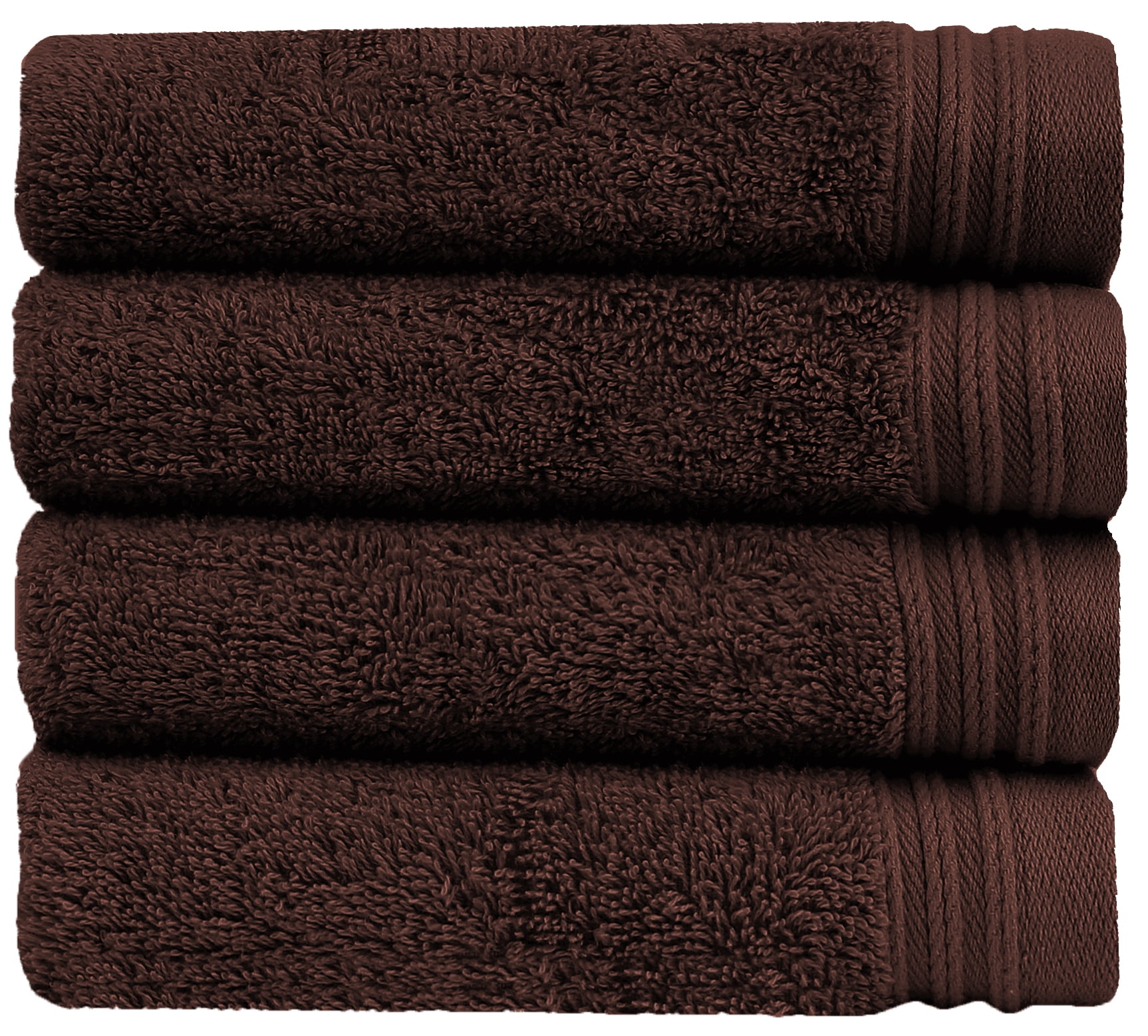 Premium 100% Cotton Towel Set of 4 Hand Towels 18" x 30" | 4 Ultra Soft and Highly Absorbent Hand Towels for Bathroom, Gym, Hotel, Spa, Machine Washable | Color: Chocolate