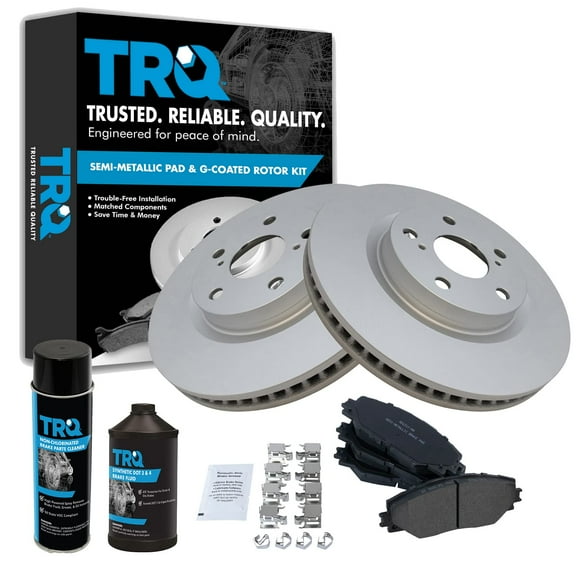 TRQ Front Semi-Metallic Brake Pad & Coated Rotor Kit w/Fluids for tC Matrix Rav4 BKA23890 Fits select: 2006-2012 TOYOTA RAV4, 2013-2017 TOYOTA RAV4 XLE