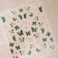 thumbnail image 1 of Pegatinas para uñas mariposa Bloazife 5D en relieve, borde verde y dorado, 1 of 7