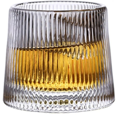 

Rotating Top Glass Cup Tumbler Glass Bark Pattern Foreign Wine Glass Whiskey Glass Durable and Interesting C