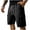 #0382-Black, variant on Men's Linen Cargo Shorts Solid Color Snap Button Pockets Elastic Waist Knee Length Outdoor Work Casual Summer Shorts