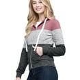 thumbnail image 2 of Made by Johnny Women's Casual Color Block Zip Up Hoodie Sweater XL MAUVE, 2 of 5