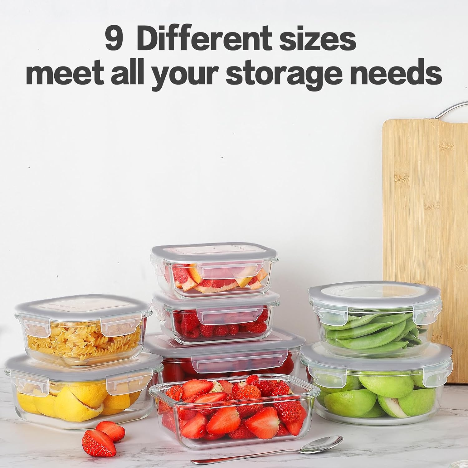 12 Sets Glass Food Storage Containers with Lids, Glass Meal Prep Containers, Airtight Glass Bento Boxes, BPA Free & Leak Proof, Pantry Kitchen Storage(12 lids & 12 Containers) - Deep Blue
