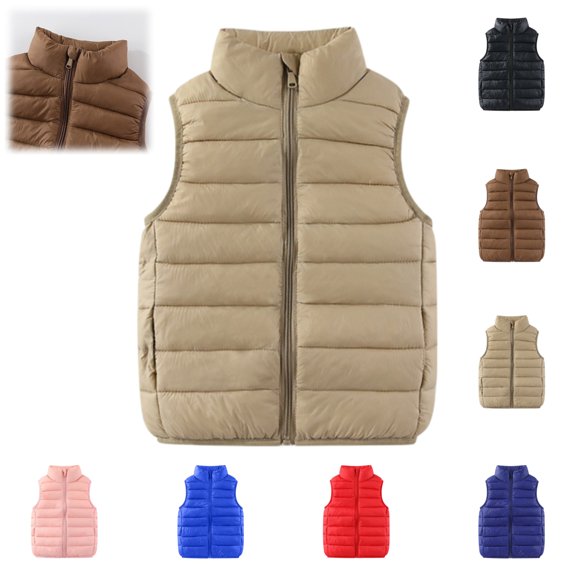 YOUYEDIAN Kids Puffer Vest Jacket Boys Girls Winter Windbreaker Warm Zipper Mock Neck Down Coat