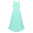 thumbnail image 2 of Loodgao Flower Girl Bridesmaid Dress Halter Floral Lace Chiffon Wedding Party Prom Maxi Gown Mint Green 12, 2 of 6