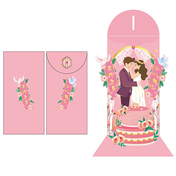 Teissuly Three-dimensional Red Envelope Bag, Happy And Beautiful New Style Wedding And Birthday Red Envelopes Teissuly WER202312132677