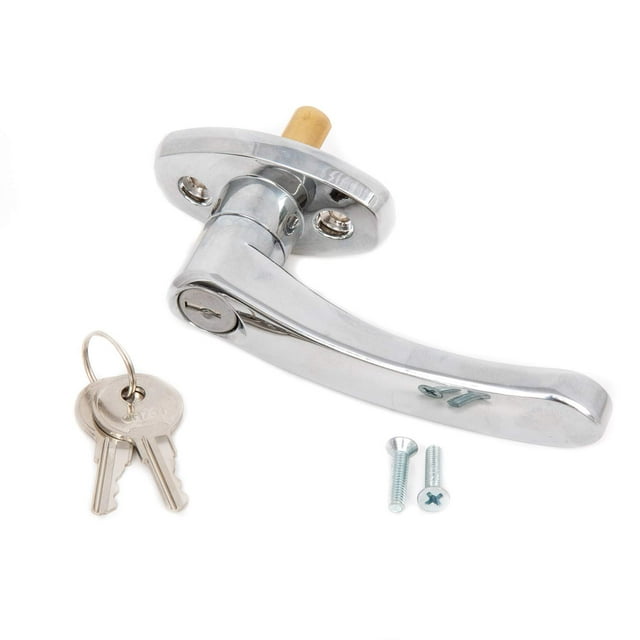 Universal Locking L Handle in Chrome for Trash & Linen Chute Doors ADA Approved