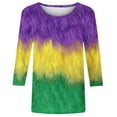 thumbnail image 5 of Fartey Mardi Gras Shirt Women 3/4 Sleeve Crew Neck Tunic Tops Funny Graphic Tshirts Loose Fit Casual Shirts Plus Size Carnival Party Blouses Yellow S-5XL, 5 of 7