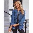thumbnail image 2 of Zeagoo Jean Jackets for Women Ripped Fringe Denim Jean Jacket Casual Long Sleeve Pockets Jackets Coat, 2 of 5