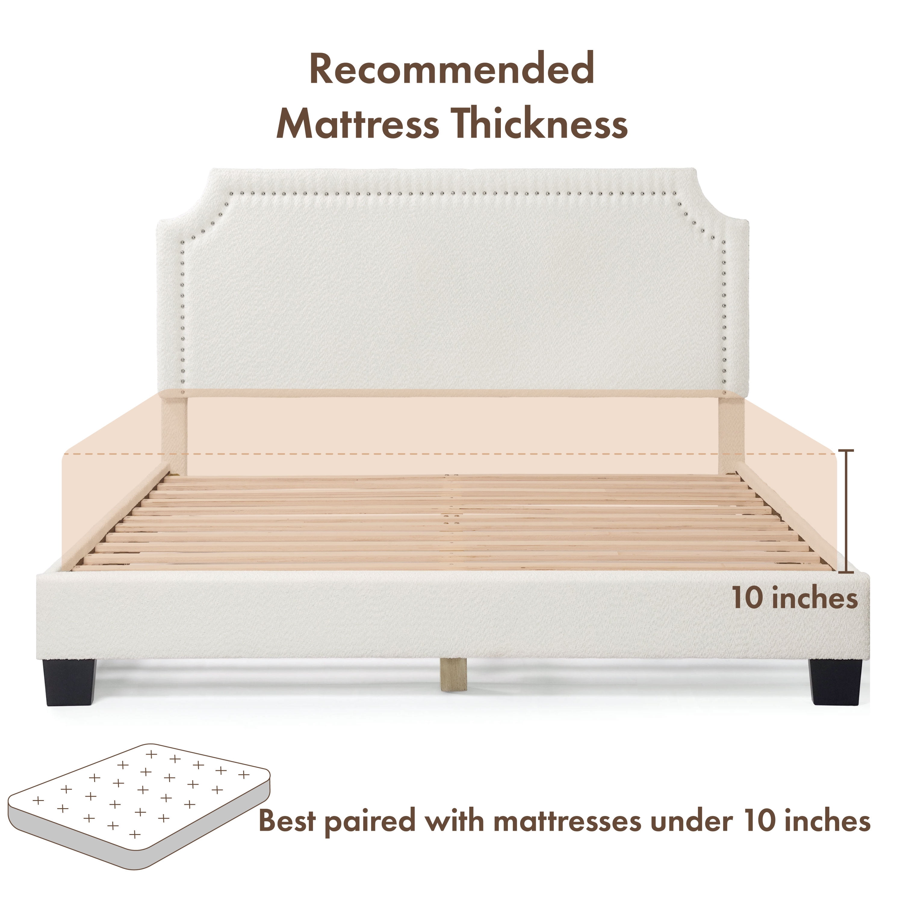Furniture of America Geneva Upholstered Mattress Ready Boucle Fabric White Queen Bed