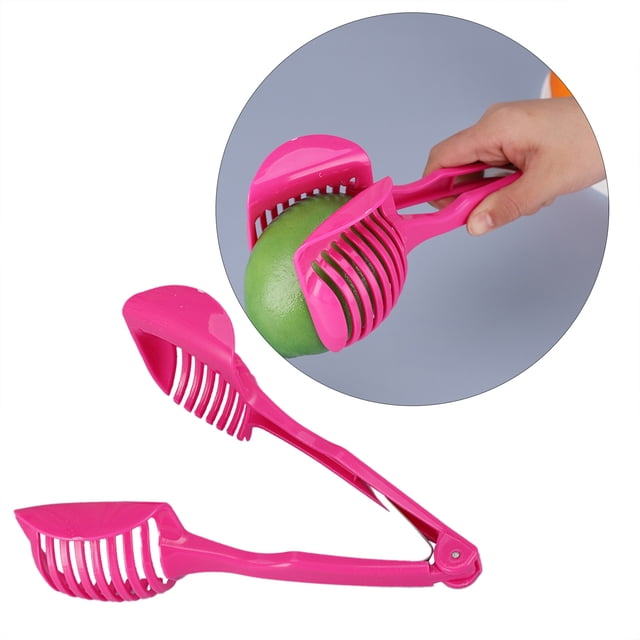 Oleegame 1PC Potato Fry Cutter Lemon Tomato Slicer Round Slicer Multifunctional Food Clip Kitchen Lemon Clip Pink