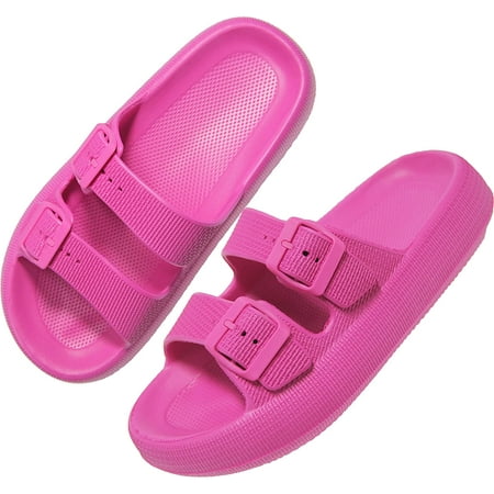 

I FAMURAY Women Men Pillow Sandals Thick Sole Adjustable Buckles EVA Cloud Slides Slippers