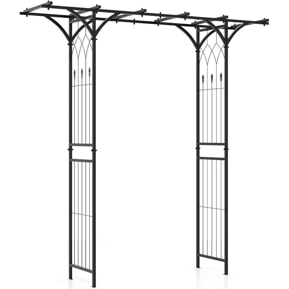 YEXJ Garden Arch Trellis, Wedding Arbor for Ceremony Party, 79''W x 81''H, Metal Garden Arbor for Climbing Plants Rose, Outdoor Archway Pergola for Lawn Pathway Patio Backyard Decoration