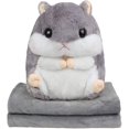 thumbnail image 2 of 2 en 1 hermosa y linda almohada de hámster de peluche con manta de lana regalo súper divertido y dulce para niños y novia 40cmX30cm Vhermosa, 2 of 8