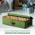 thumbnail image 3 of Underbed Christmas Ornament Storage Box Zippered Closure - Stores up to 64 of The 3-inch Standard Christmas Ornaments, and Xmas Holiday Accessories with Dividers & Two Handles (Green), 3 of 4