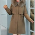 thumbnail image 2 of Vedolay Coat for Women Winter Printed Hooded Pockets Warm Floral Button Coat Jacket Brown,XL, 2 of 5