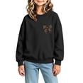 thumbnail image 5 of Fall Hoodless Sweatshirts for Girl Loose Leopard Bow Printed Long Sleeve Crew Neck Solid Color Fashion Casual Pullover Tops Black 01 11-12 Years, 5 of 7