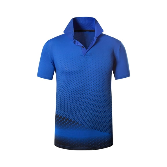 Mens Golf Polos Summer Short Sleeve Breathable Moisture Wicking Button Lapel Athletic Stretchy Shirts Blue L