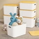 thumbnail image 4 of Caja de almacenamiento de plástico con cubierta de bambú para sala de estar, caja de almacenamiento para cosméticos, artículos diversos, dormitorio, caja de almacenamiento para ropa, caja de ajuste, 4 of 6