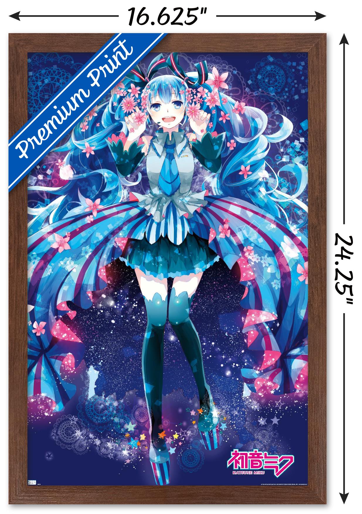 Hatsune Miku - Flowers Wall Poster, 14.725" x 22.375", Framed