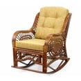 thumbnail image 2 of Malibu Handmade Natural Rattan Living Room Set of 2 Rocking Lounge Chairs with Light Brown Cushions and Round Coffee Table with glass Colonial (Light Brown Color), 2 of 9