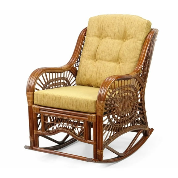 Malibu Rocking Handmade Lounge Chair ECO Natural Wicker Rattan, Light Brown Color
