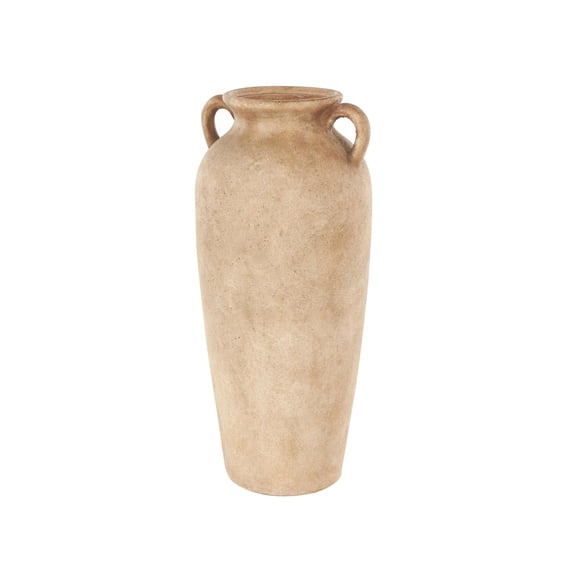 DecMode 20" Antique Style Textured Copper Ceramic Vase with Handles