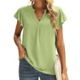 thumbnail image 2 of LYXSSBYX Womens Tops Clearance Women Loose Casual Short Sleeve V-Neck Solid Casual Blouse T-shirt Tunic Tops, 2 of 8