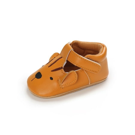 

UKAP Infant Flats Prewalker Crib Shoes Soft Sole Dress Shoe Breathable Newborn First Walkers Cute Brown-Tiger 0-6 months