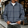 thumbnail image 2 of Nestiefly Flannel Shirt for Men 2026 Fashion Long Sleeve Plaid Quarter Zip Henley Pullover Sweatshirts Casual Fall Clothes Blue S, 2 of 7