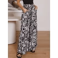 thumbnail image 2 of PTHTECHUS Womens Floral Wide Leg Pants With Pockets High Waist Adjustable Knot Loose Casual Trousers Business Work Casual Pants Loose Pants, 2 of 7